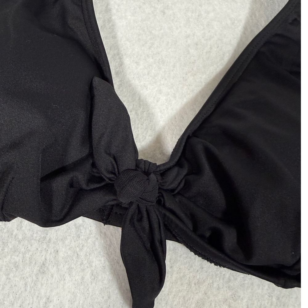 Kate Spade New York Black Bikini Top Front Tie S8C326S Womens Small New - Picture 11 of 12